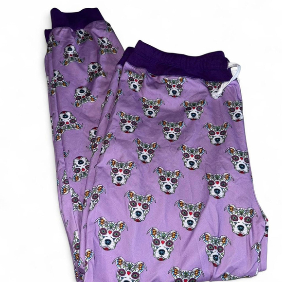 unbranded Other - Pitbull Clothing Co Purple and black sugar skull pitbull dog pajama pants